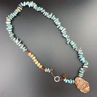 One Of A Kind Silk Knotted Larimar, Jasper and Aventurine Gemstone Candy Necklace