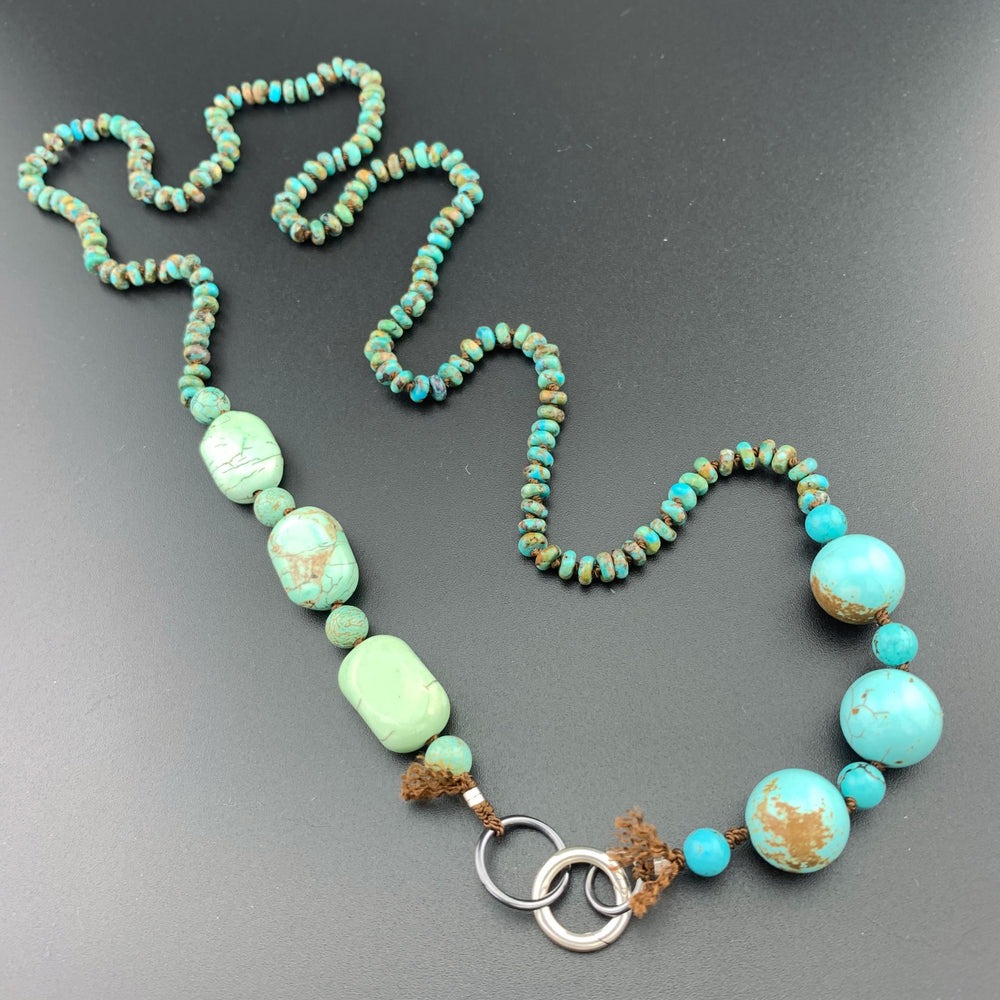 One Of A Kind Silk Knotted Turquoise Gemstone Candy Necklace