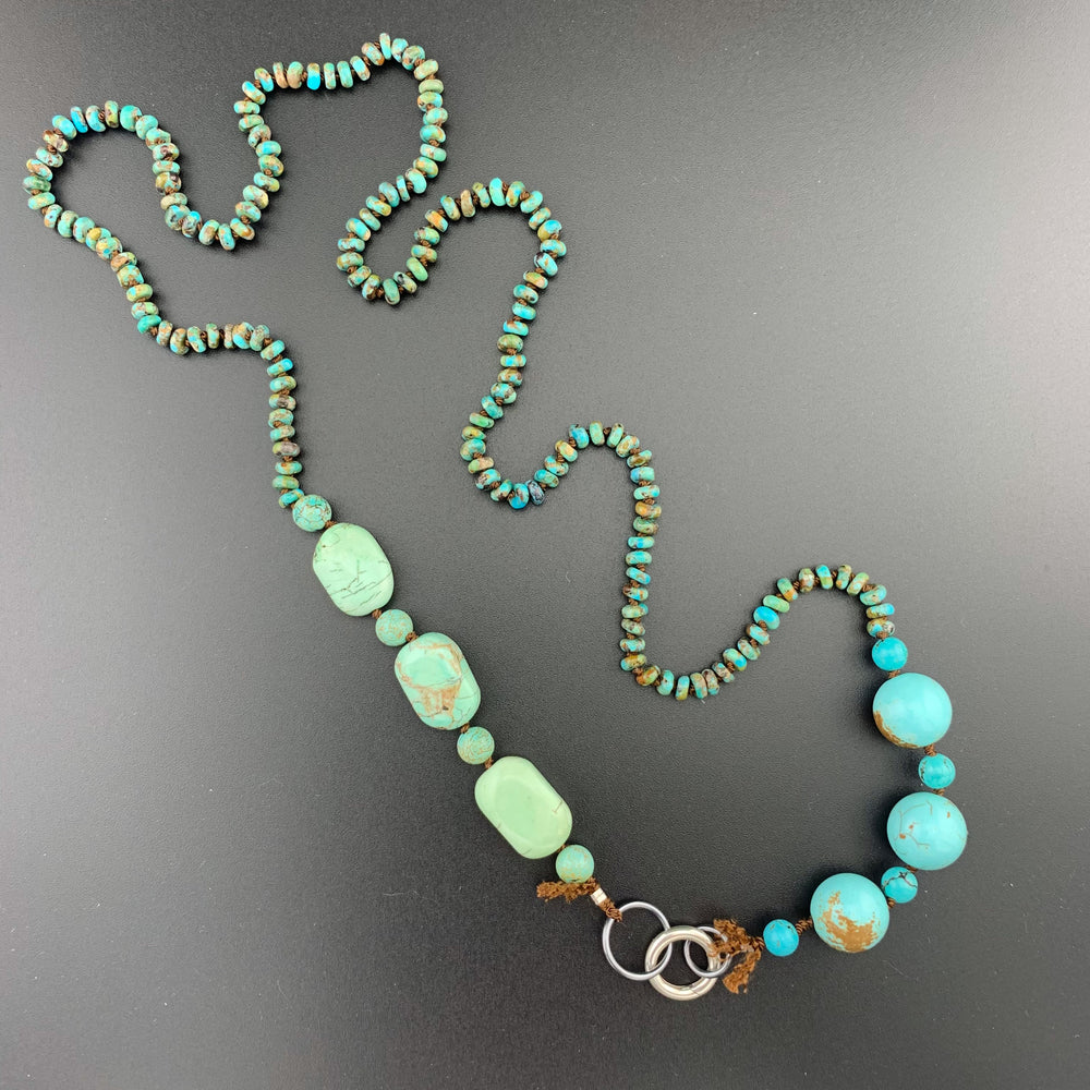 One Of A Kind Silk Knotted Turquoise Gemstone Candy Necklace