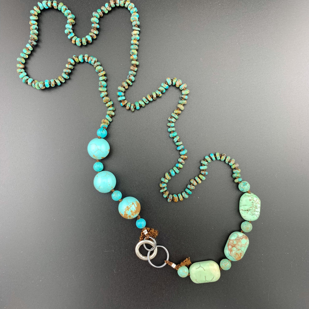 One Of A Kind Silk Knotted Turquoise Gemstone Candy Necklace