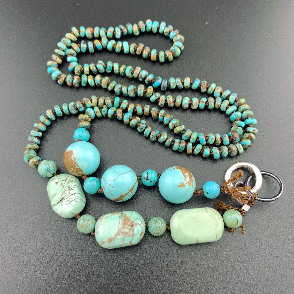 One Of A Kind Silk Knotted Turquoise Gemstone Candy Necklace