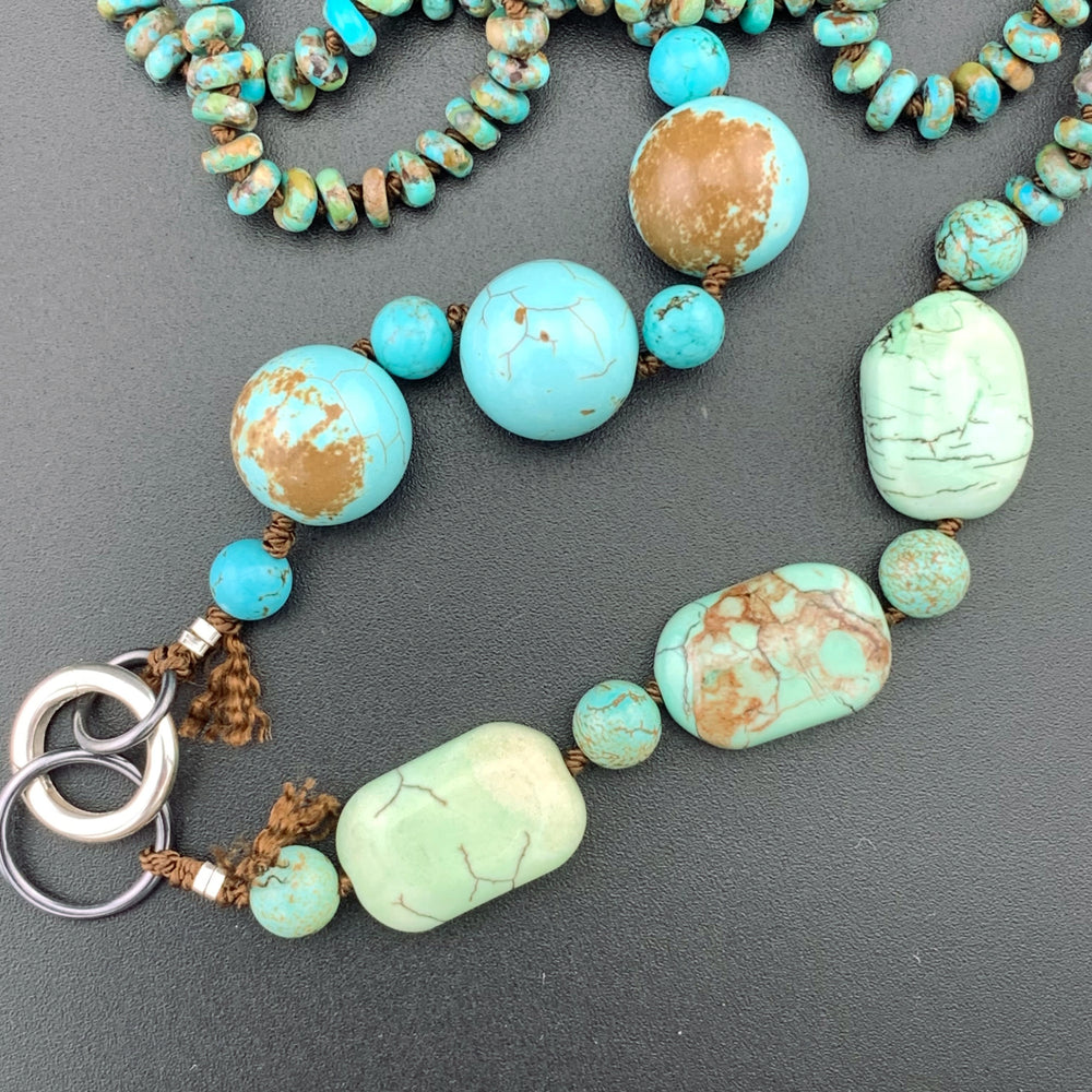 One Of A Kind Silk Knotted Turquoise Gemstone Candy Necklace