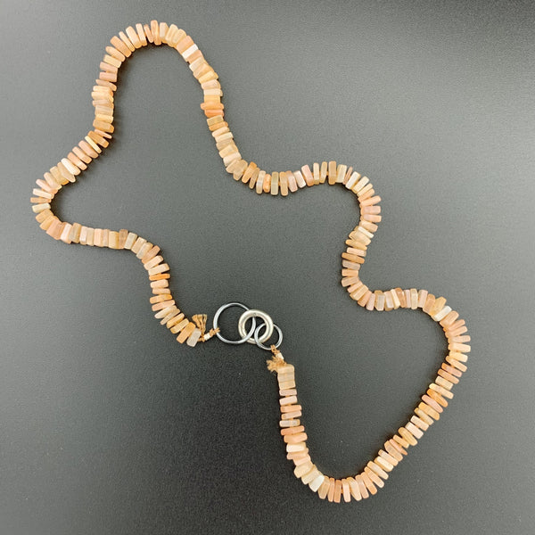 Radiant Necklace - Peach Moonstone Square Heishi Gemstone Candy Necklace