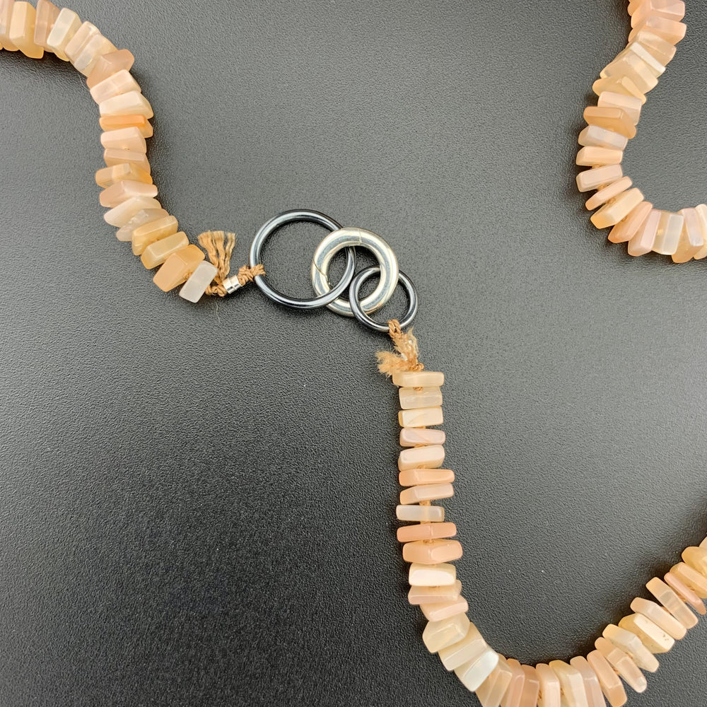 Radiant Necklace - Peach Moonstone Square Heishi Gemstone Candy Necklace