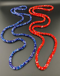 45" Abstract Pattern Beaded Crochet Rope Necklaces