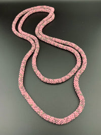 55" Abstract Pattern Beaded Crochet Rope Necklace