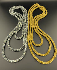 75" Abstract and Sold Pattern Beaded Crochet Rope Necklaces