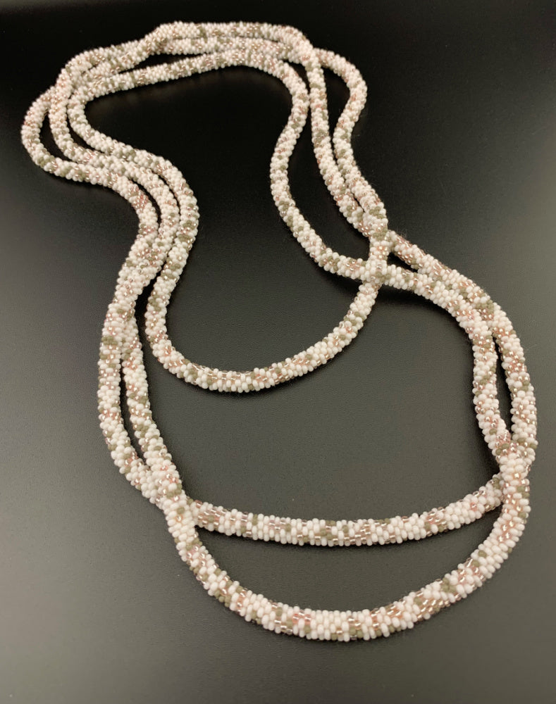 82" Abstract Pattern Beaded Crochet Rope Necklace