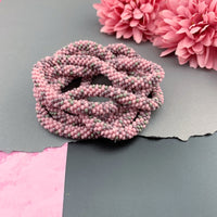55" Abstract Pattern Beaded Crochet Rope Necklace - Pink