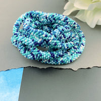 75" Abstract Pattern Beaded Crochet Rope Necklace - Turquoise/Blue