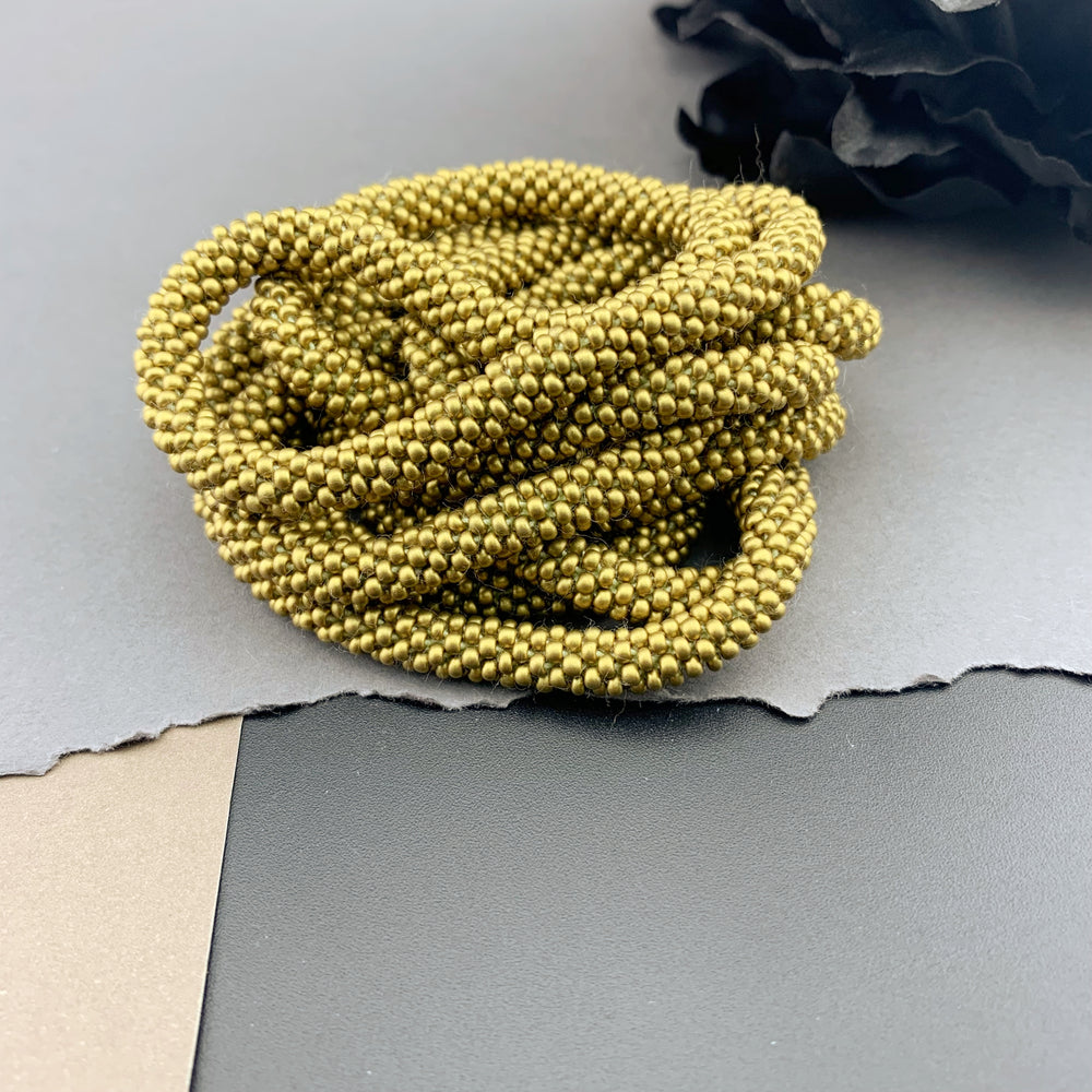 75" Beaded Crochet Rope Necklace - Satin Gold