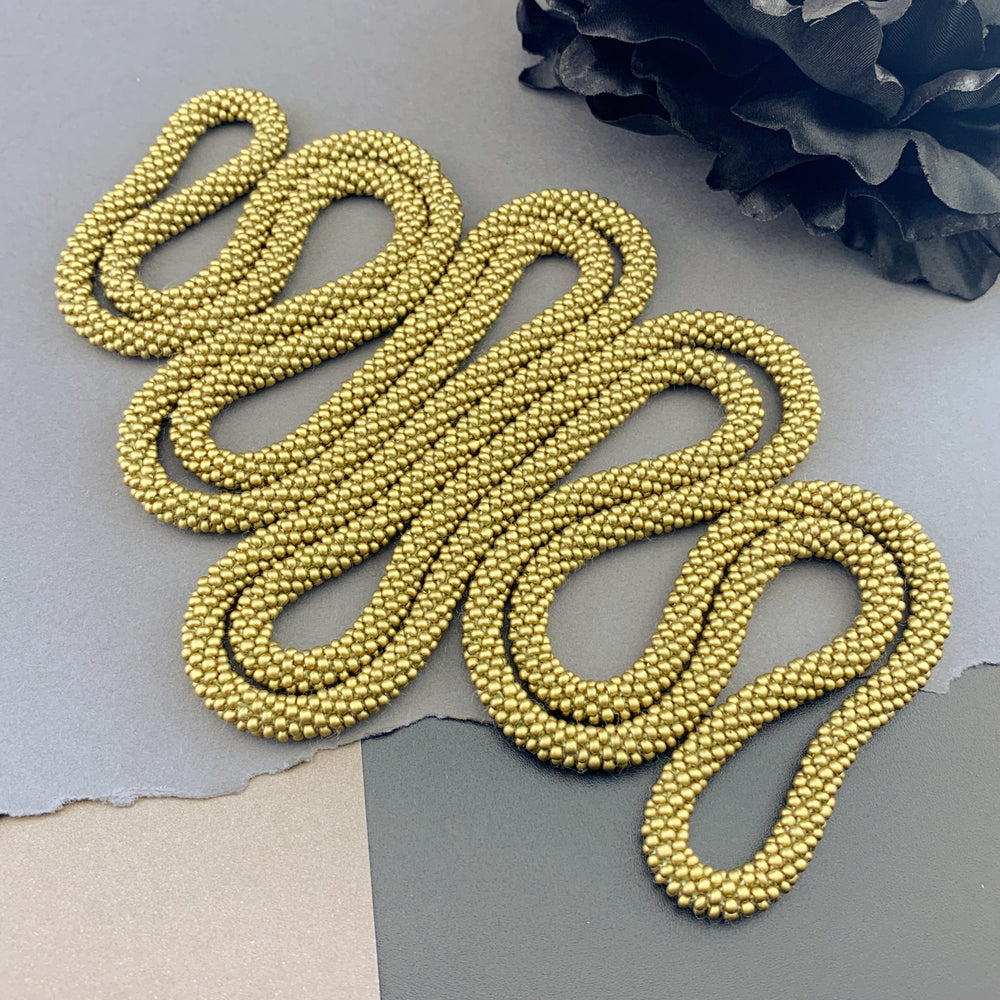75" Beaded Crochet Rope Necklace - Satin Gold