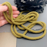 75" Beaded Crochet Rope Necklace - Satin Gold