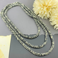 75" Abstract Pattern Beaded Crochet Rope Necklace - Grey/Yellow