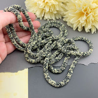 75" Abstract Pattern Beaded Crochet Rope Necklace - Grey/Yellow