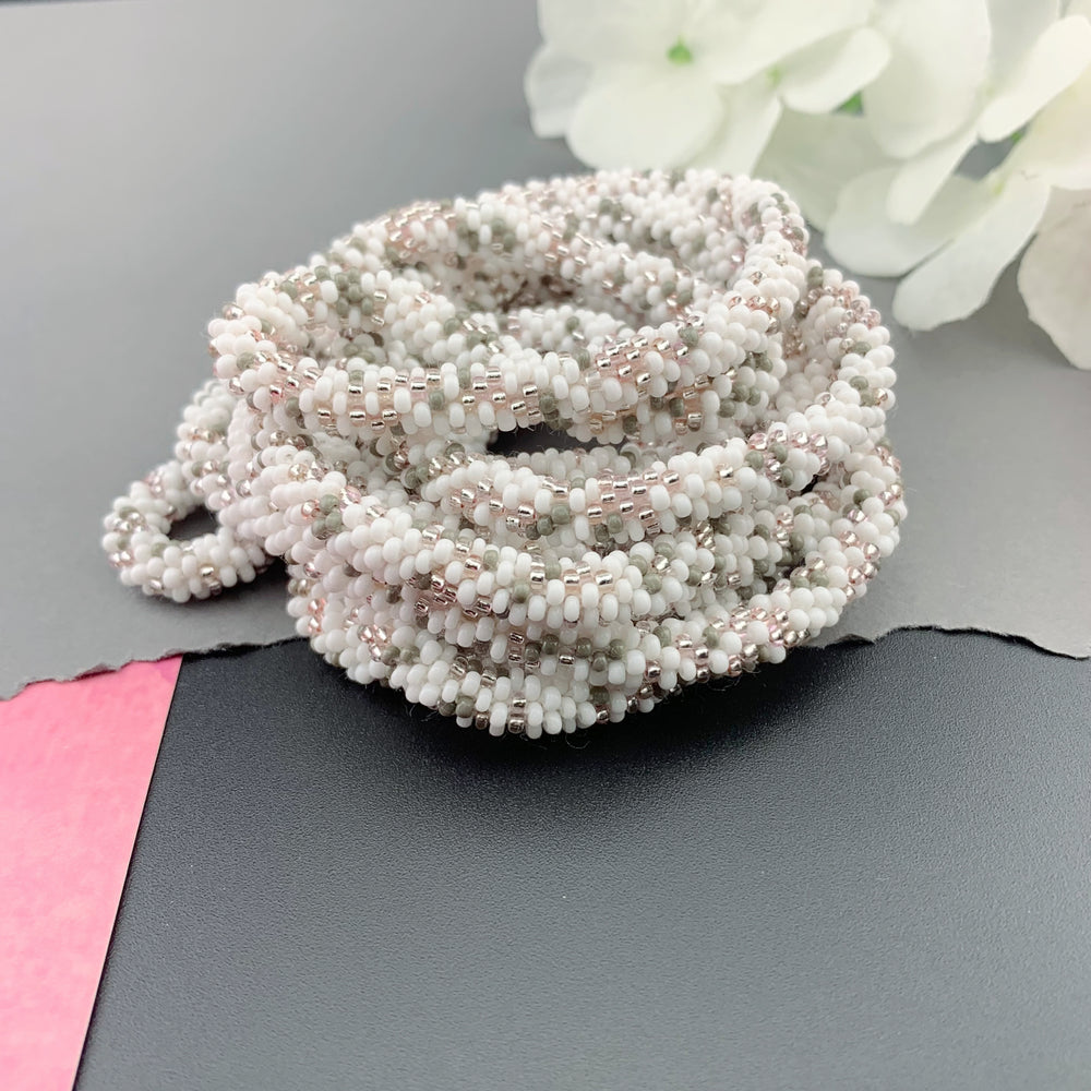 82" Abstract Pattern Beaded Crochet Rope Necklace