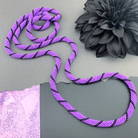 45" Spiral Pattern Beaded Crochet Rope Necklace - Purple