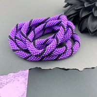45" Spiral Pattern Beaded Crochet Rope Necklace - Purple