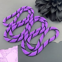 45" Spiral Pattern Beaded Crochet Rope Necklace - Purple