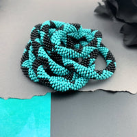 45" Diamond Pattern Beaded Crochet Rope Necklace - Turquoise