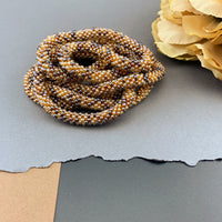50" Abstract Pattern Beaded Crochet Rope Necklace - Shimmering Topaz Browns