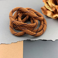 50" Spiral Pattern Beaded Crochet Rope Necklace - Silk Copper