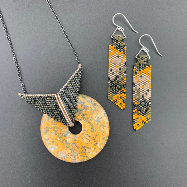 Set: Leopardskin Jasper Blissful Earrings & Pendant Necklace