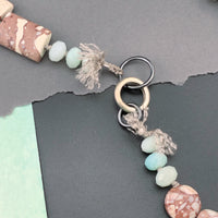 One Of A Kind Silk Knotted Amazonite and Jasper Gemstone Candy Necklace