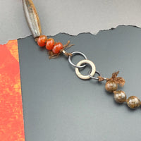 One Of A Kind Silk Knotted Carnelian and Bronzite Gemstone Candy Necklace