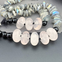 One Of A Kind Silk Knotted Labradorite, Rose Quartz and Black Tourmaline Gemstone Candy Necklace