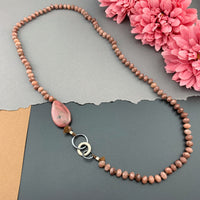 One Of A Kind Silk Knotted Ruby and Rhodonite Gemstone Candy Necklace
