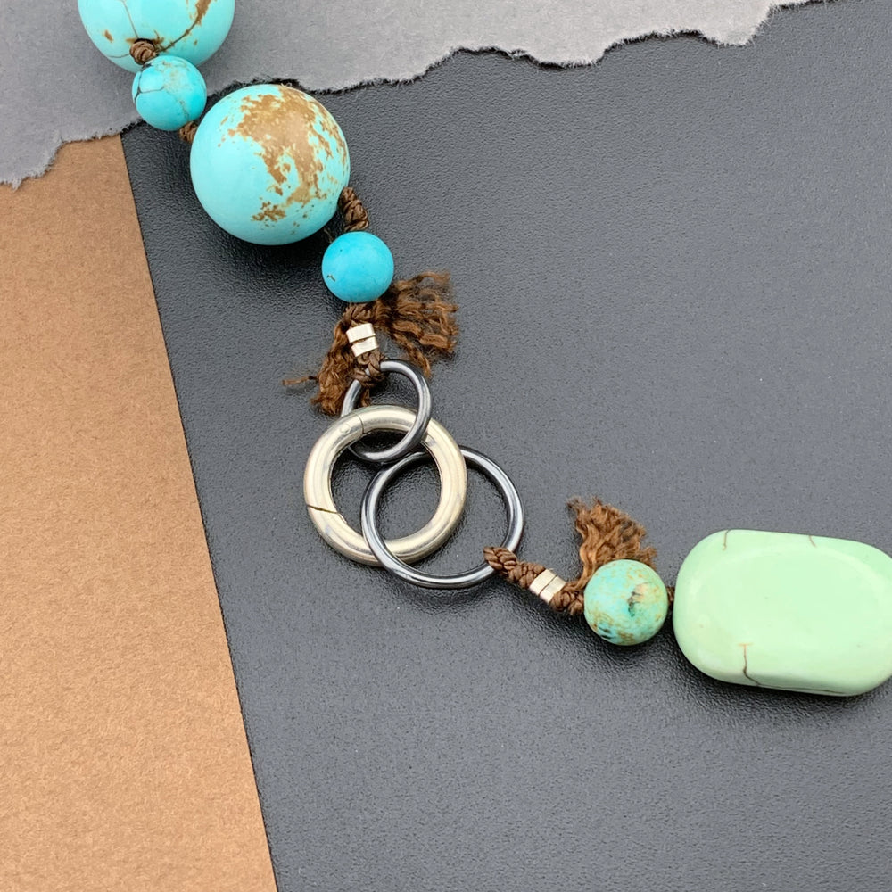 One Of A Kind Silk Knotted Turquoise Gemstone Candy Necklace