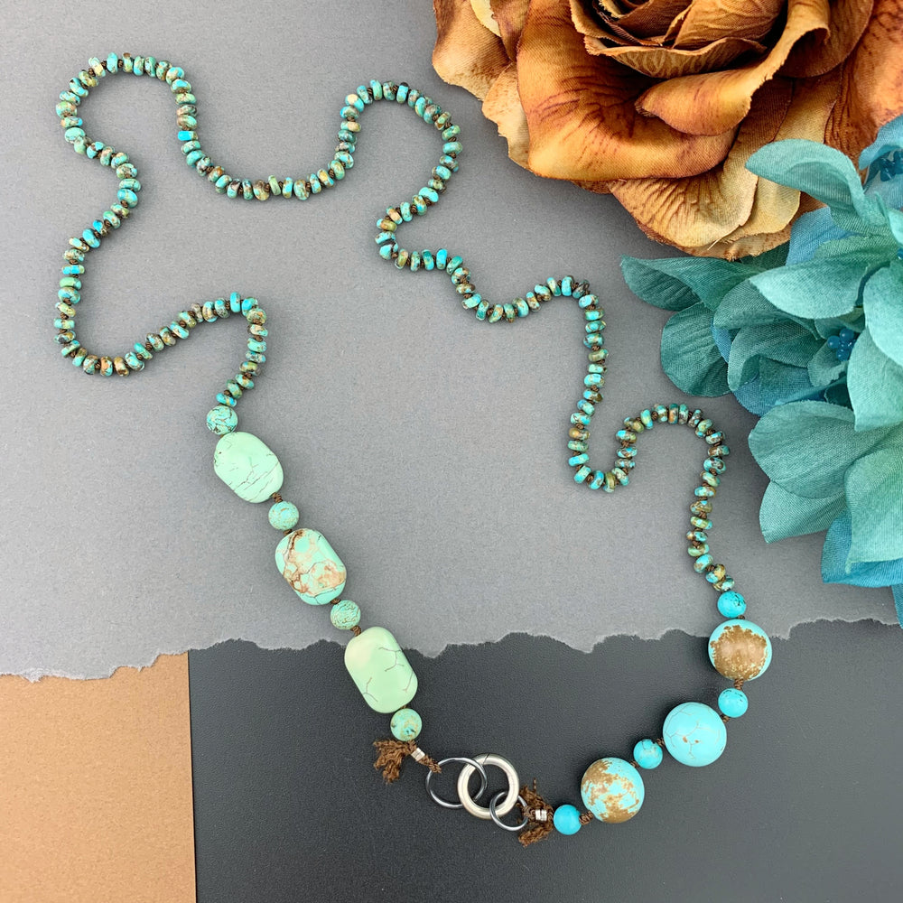 One Of A Kind Silk Knotted Turquoise Gemstone Candy Necklace