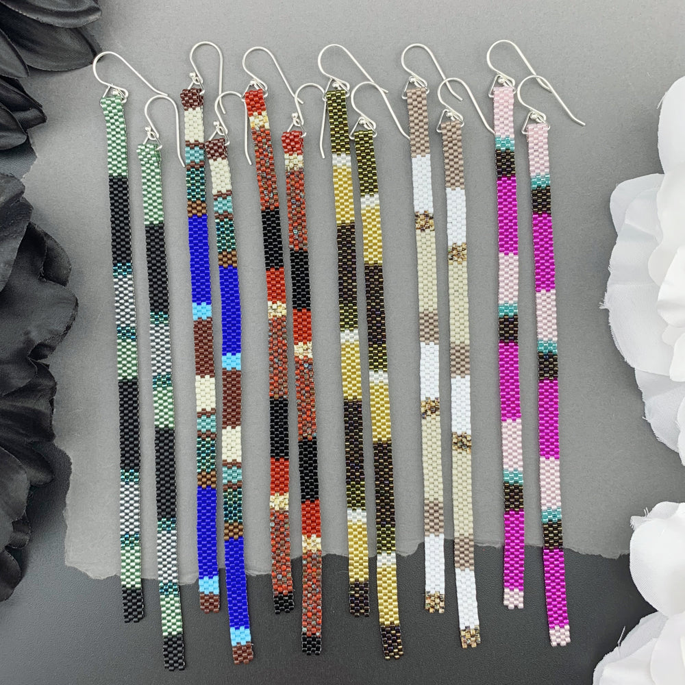 Long Shoulder-Duster Peyote Stitch Beaded Earrings