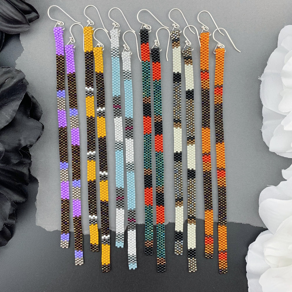 Long Shoulder-Duster Peyote Stitch Beaded Earrings