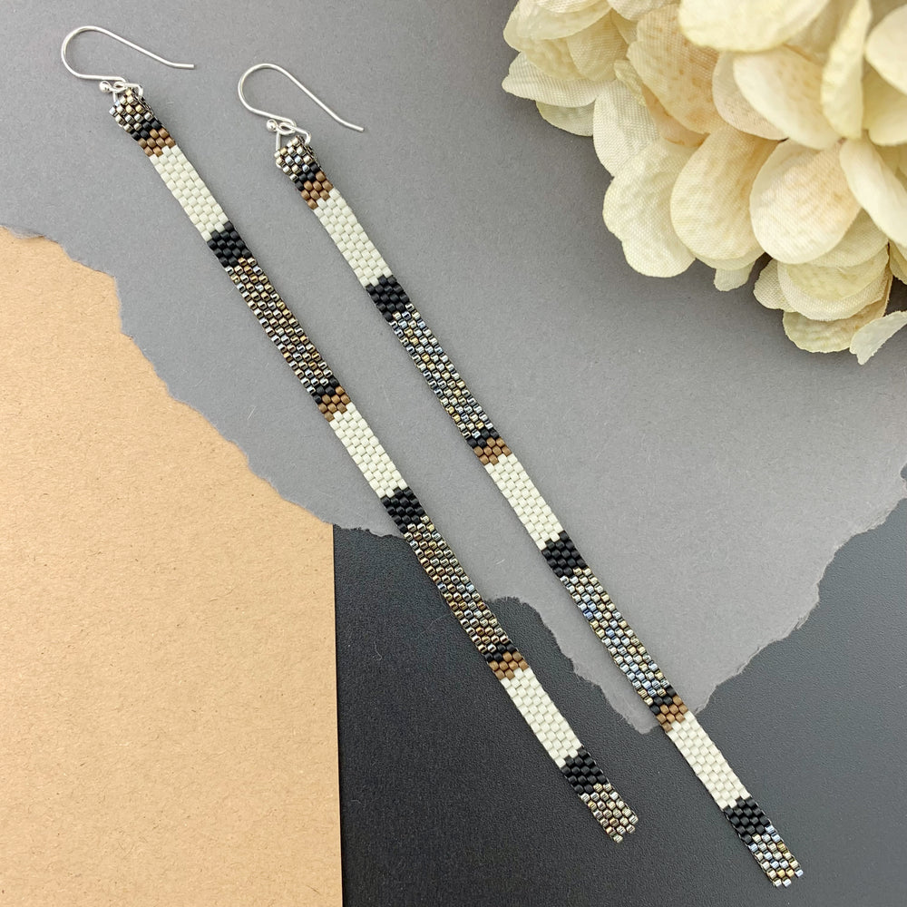 Long Shoulder-Duster Peyote Stitch Beaded Earrings