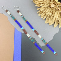 Long Shoulder-Duster Peyote Stitch Beaded Earrings