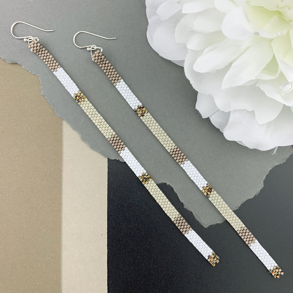 Long Shoulder-Duster Peyote Stitch Beaded Earrings