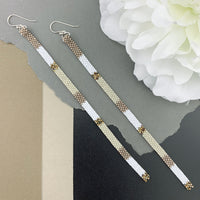 Long Shoulder-Duster Peyote Stitch Beaded Earrings