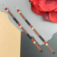 Long Shoulder-Duster Peyote Stitch Beaded Earrings