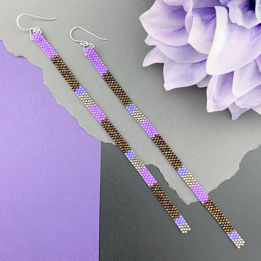 Long Shoulder-Duster Peyote Stitch Beaded Earrings
