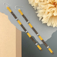 Long Shoulder-Duster Peyote Stitch Beaded Earrings