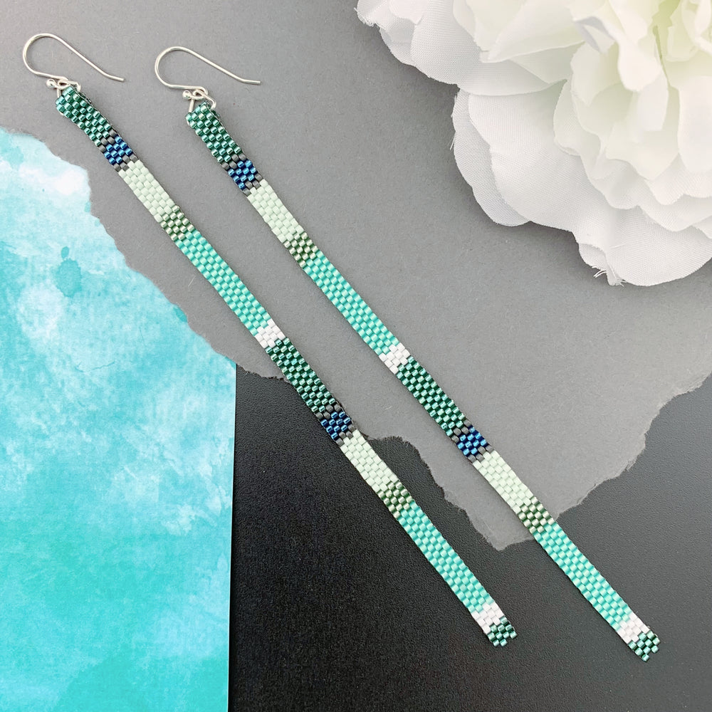 Long Shoulder-Duster Peyote Stitch Beaded Earrings