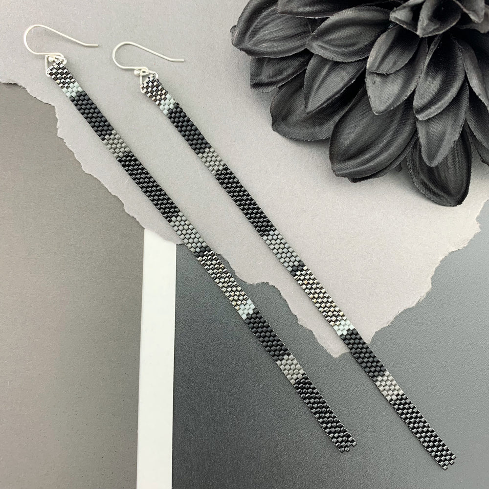 Long Shoulder-Duster Peyote Stitch Beaded Earrings