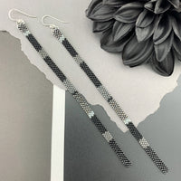 Long Shoulder-Duster Peyote Stitch Beaded Earrings