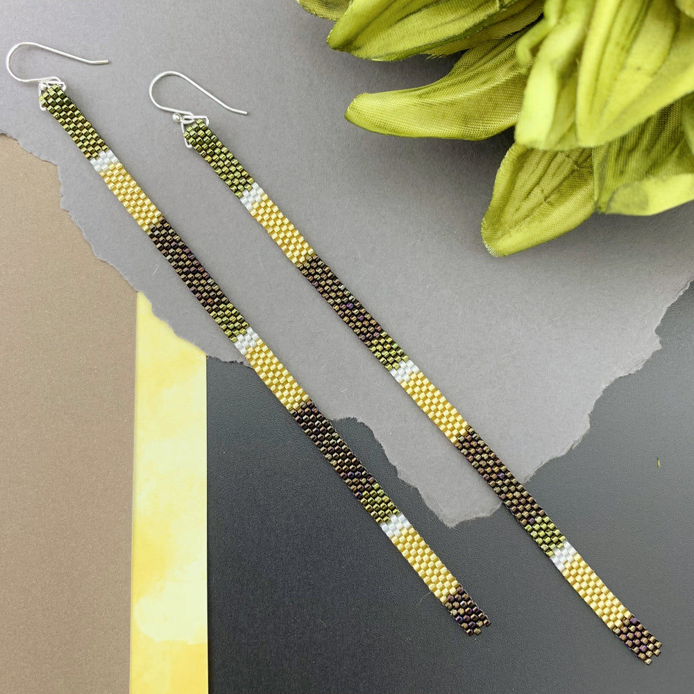 Long Shoulder-Duster Peyote Stitch Beaded Earrings