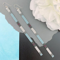 Long Shoulder-Duster Peyote Stitch Beaded Earrings