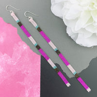 Long Shoulder-Duster Peyote Stitch Beaded Earrings