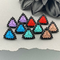 Peyote Stitch Triangle Stud Earrings - Black Framed