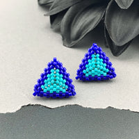 Peyote Stitch Triangle Stud Earrings - Color Framed